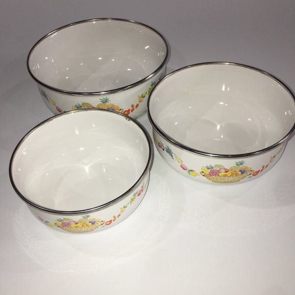 Kobe Kitchen Nesting Bowls Enamel Metal Vintage - Picture 1 of 7